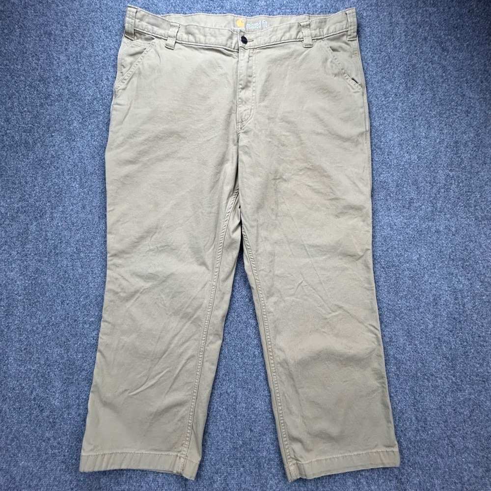 Carhartt Pants Mens 42x28 Tan Relaxed Fit Canvas Utility Work Khakis‎ Gorpcore